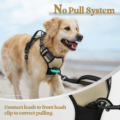 Dog Harness, No Pull for Large Dogs with 2 Leash Clips, Pet Vest | No Choke with Handle, Adjustable Soft Padded, Reflective, Easy Control for Walking, Black, Large