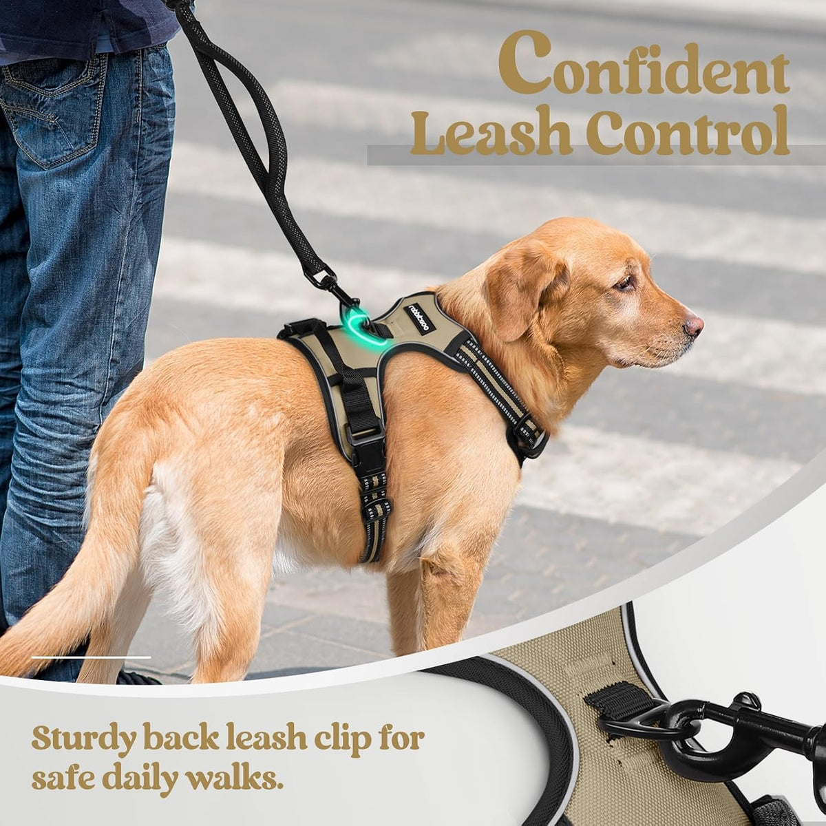 Dog Harness, No Pull for Large Dogs with 2 Leash Clips, Pet Vest | No Choke with Handle, Adjustable Soft Padded, Reflective, Easy Control for Walking, Black, Large