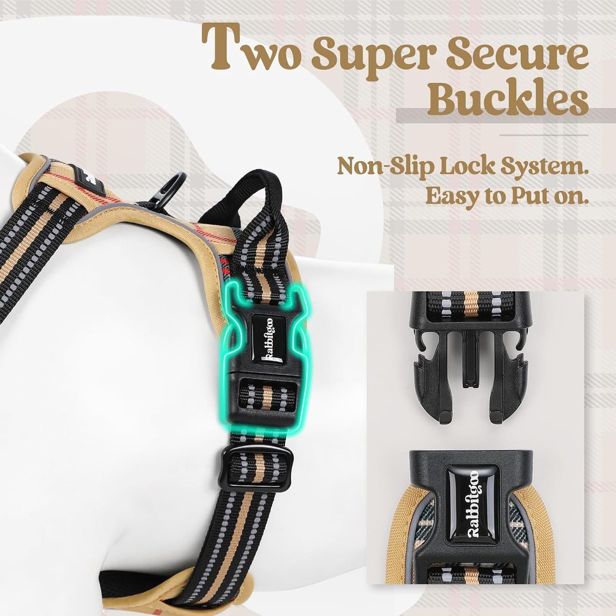Dog Harness, No Pull for Large Dogs with 2 Leash Clips, Pet Vest | No Choke with Handle, Adjustable Soft Padded, Reflective, Easy Control for Walking, Black, Large