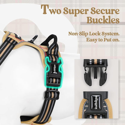Dog Harness, No Pull for Large Dogs with 2 Leash Clips, Pet Vest | No Choke with Handle, Adjustable Soft Padded, Reflective, Easy Control for Walking, Black, Large