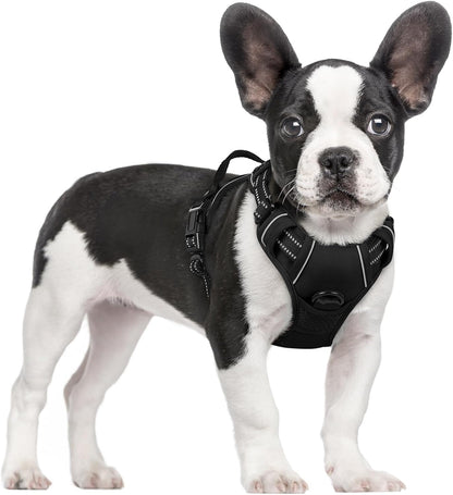 Dog Harness, No Pull for Large Dogs with 2 Leash Clips, Pet Vest | No Choke with Handle, Adjustable Soft Padded, Reflective, Easy Control for Walking, Black, Large