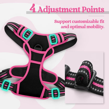 Dog Harness, No Pull for Large Dogs with 2 Leash Clips, Pet Vest | No Choke with Handle, Adjustable Soft Padded, Reflective, Easy Control for Walking, Black, Large