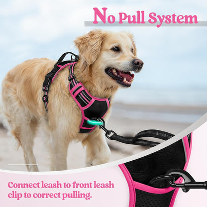 Dog Harness, No Pull for Large Dogs with 2 Leash Clips, Pet Vest | No Choke with Handle, Adjustable Soft Padded, Reflective, Easy Control for Walking, Black, Large