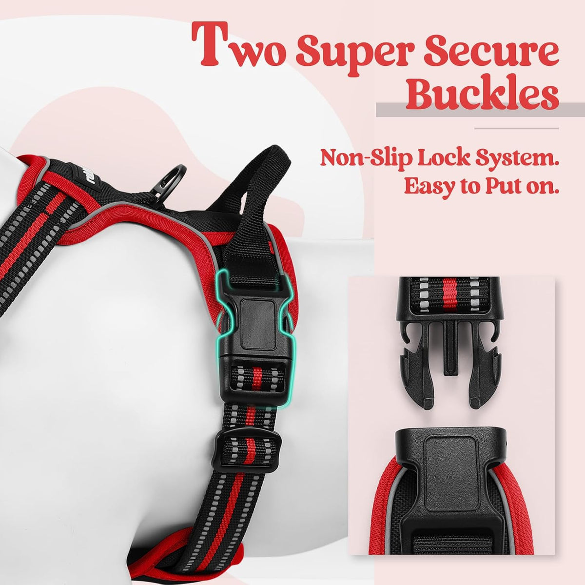 Dog Harness, No Pull for Large Dogs with 2 Leash Clips, Pet Vest | No Choke with Handle, Adjustable Soft Padded, Reflective, Easy Control for Walking, Black, Large