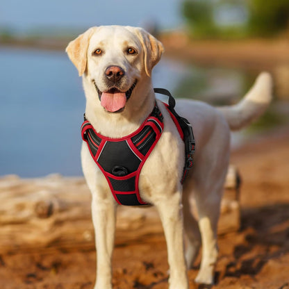 Dog Harness, No Pull for Large Dogs with 2 Leash Clips, Pet Vest | No Choke with Handle, Adjustable Soft Padded, Reflective, Easy Control for Walking, Black, Large