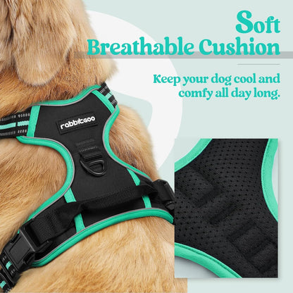Dog Harness, No Pull for Large Dogs with 2 Leash Clips, Pet Vest | No Choke with Handle, Adjustable Soft Padded, Reflective, Easy Control for Walking, Black, Large