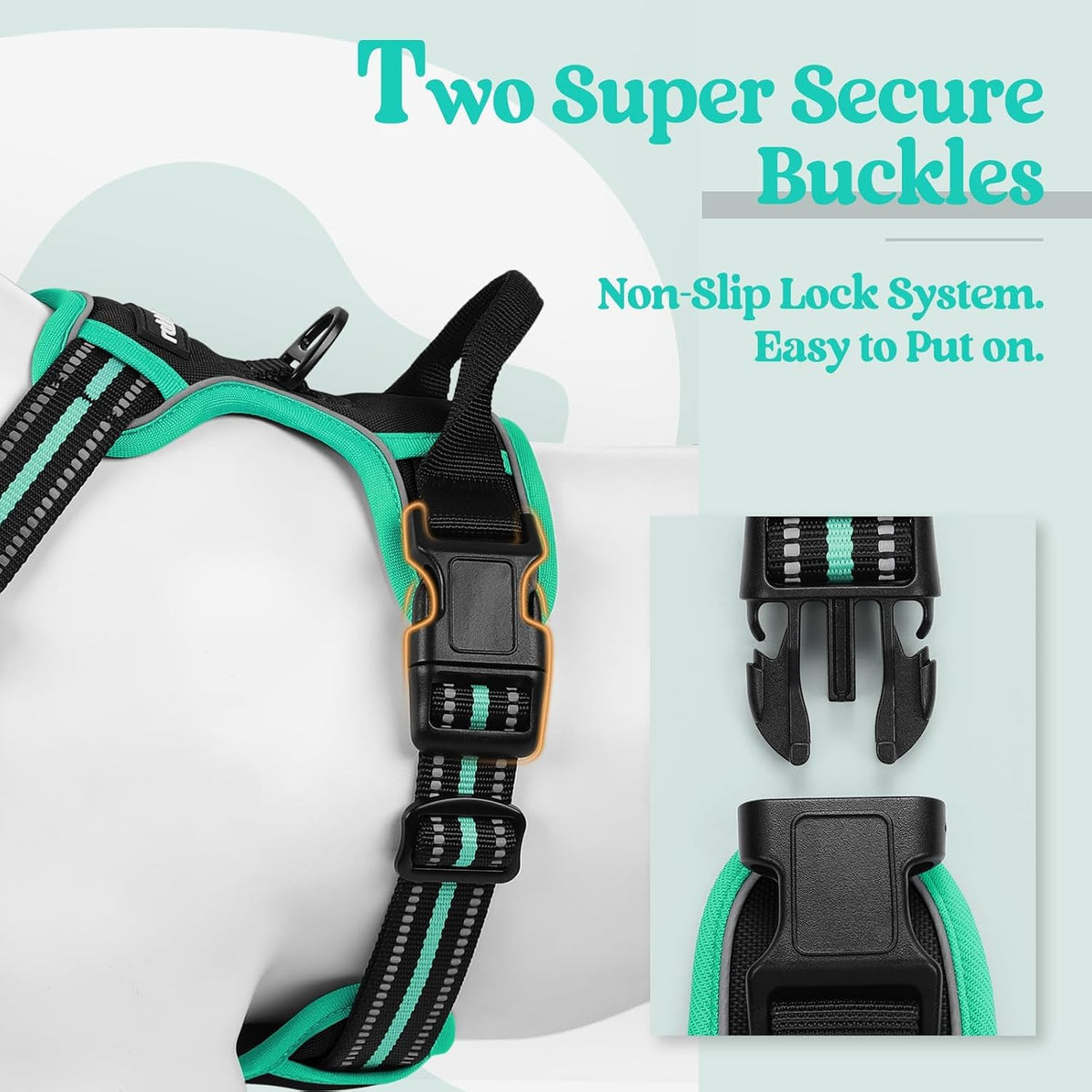 Dog Harness, No Pull for Large Dogs with 2 Leash Clips, Pet Vest | No Choke with Handle, Adjustable Soft Padded, Reflective, Easy Control for Walking, Black, Large