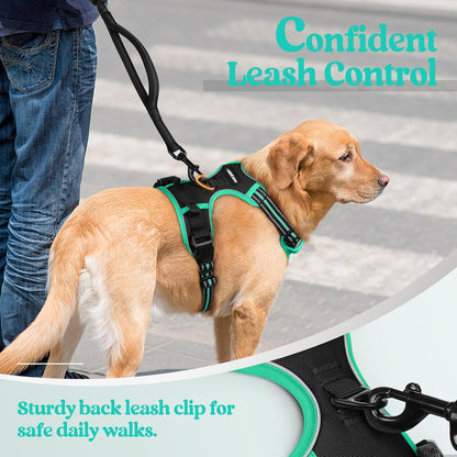 Dog Harness, No Pull for Large Dogs with 2 Leash Clips, Pet Vest | No Choke with Handle, Adjustable Soft Padded, Reflective, Easy Control for Walking, Black, Large
