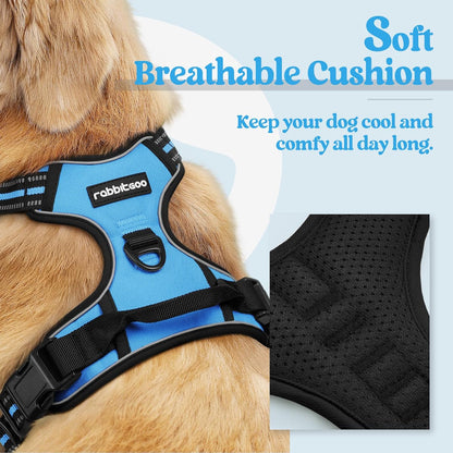 Dog Harness, No Pull for Large Dogs with 2 Leash Clips, Pet Vest | No Choke with Handle, Adjustable Soft Padded, Reflective, Easy Control for Walking, Black, Large