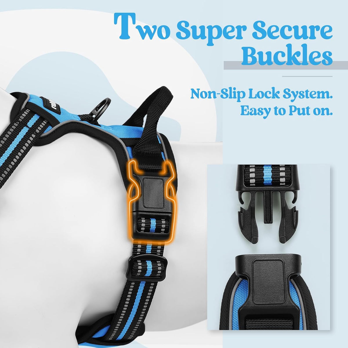 Dog Harness, No Pull for Large Dogs with 2 Leash Clips, Pet Vest | No Choke with Handle, Adjustable Soft Padded, Reflective, Easy Control for Walking, Black, Large
