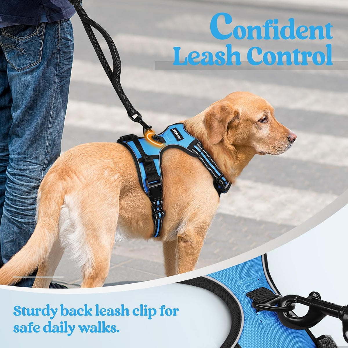 Dog Harness, No Pull for Large Dogs with 2 Leash Clips, Pet Vest | No Choke with Handle, Adjustable Soft Padded, Reflective, Easy Control for Walking, Black, Large