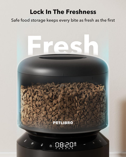 Automatic Cat Feeder – 3L Programmable Pet Food Dispenser with Airtight Storage, Timed Portion Control, Voice Meal Call & Dual Power Supply, Clog-Free Healthy Feeding for Cats & Small Dogs