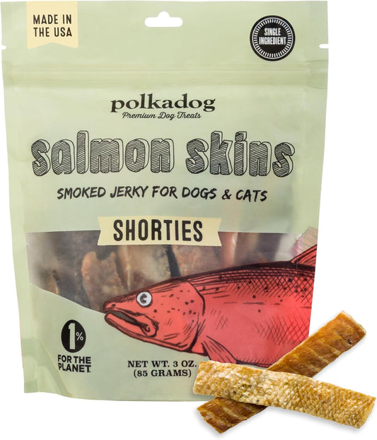 Salmon Skin Dog Treats, Single Ingredient, Omega-3 Rich, 3oz