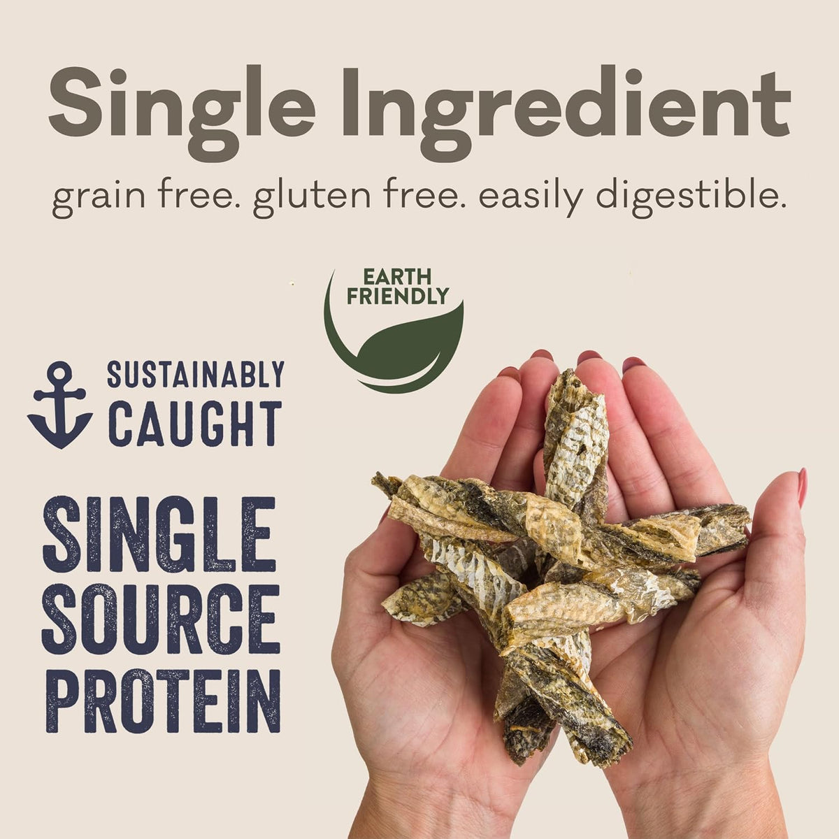 Salmon Skin Dog Treats, Single Ingredient, Omega-3 Rich, 3oz