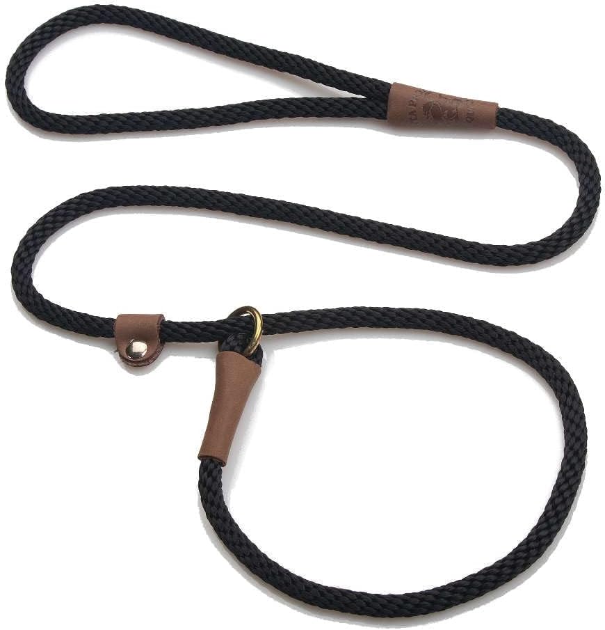 Slip Leash - Dog Lead and Collar Combo - Made in The USA - for Small/Medium Breeds - Black, 3/8 in x 6 ft