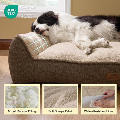 SupportMax™ Extra Thick Orthopedic XL Dog Beds Large Sized Dog | 42" Premium Supportive Couch for Senior Dogs, Water-resistant Removable Washable Cover, Big Comfy Pet Sofa with Sherpa, Grey
