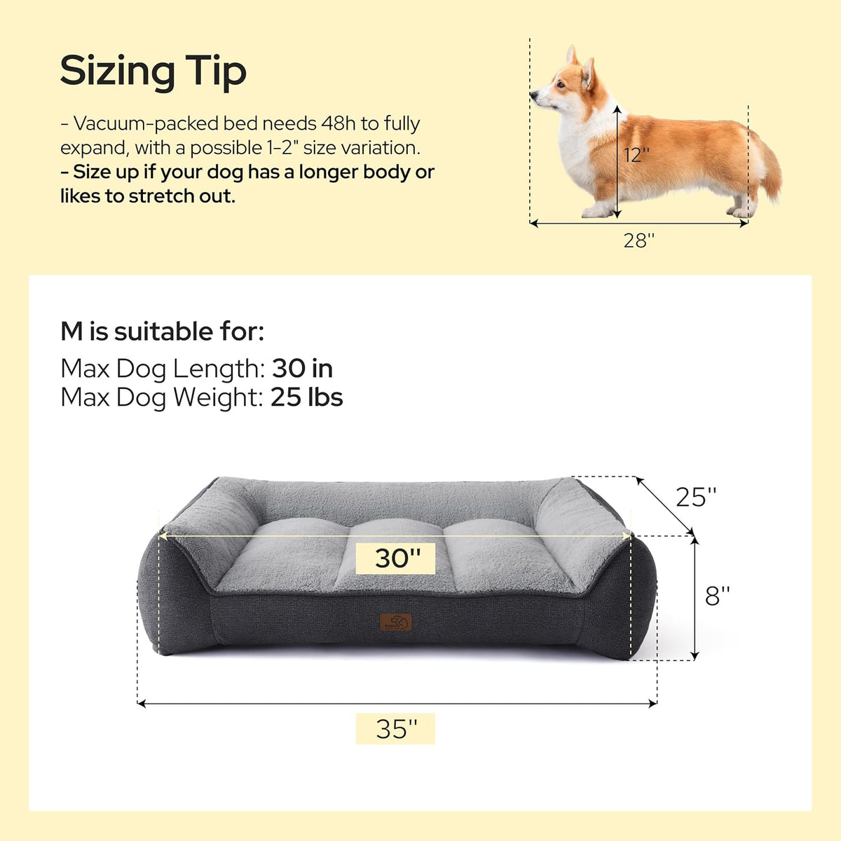 SupportMax™ Extra Thick Orthopedic XL Dog Beds Large Sized Dog | 42" Premium Supportive Couch for Senior Dogs, Water-resistant Removable Washable Cover, Big Comfy Pet Sofa with Sherpa, Grey