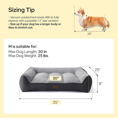 SupportMax™ Extra Thick Orthopedic XL Dog Beds Large Sized Dog | 42" Premium Supportive Couch for Senior Dogs, Water-resistant Removable Washable Cover, Big Comfy Pet Sofa with Sherpa, Grey