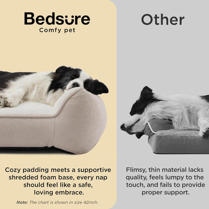 SupportMax™ Extra Thick Orthopedic XL Dog Beds Large Sized Dog | 42" Premium Supportive Couch for Senior Dogs, Water-resistant Removable Washable Cover, Big Comfy Pet Sofa with Sherpa, Grey