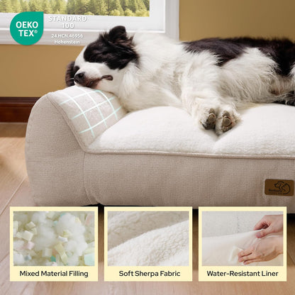 SupportMax™ Extra Thick Orthopedic XL Dog Beds Large Sized Dog | 42" Premium Supportive Couch for Senior Dogs, Water-resistant Removable Washable Cover, Big Comfy Pet Sofa with Sherpa, Grey