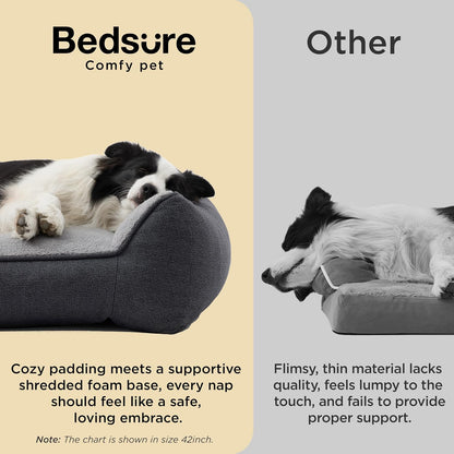 SupportMax™ Extra Thick Orthopedic XL Dog Beds Large Sized Dog | 42" Premium Supportive Couch for Senior Dogs, Water-resistant Removable Washable Cover, Big Comfy Pet Sofa with Sherpa, Grey