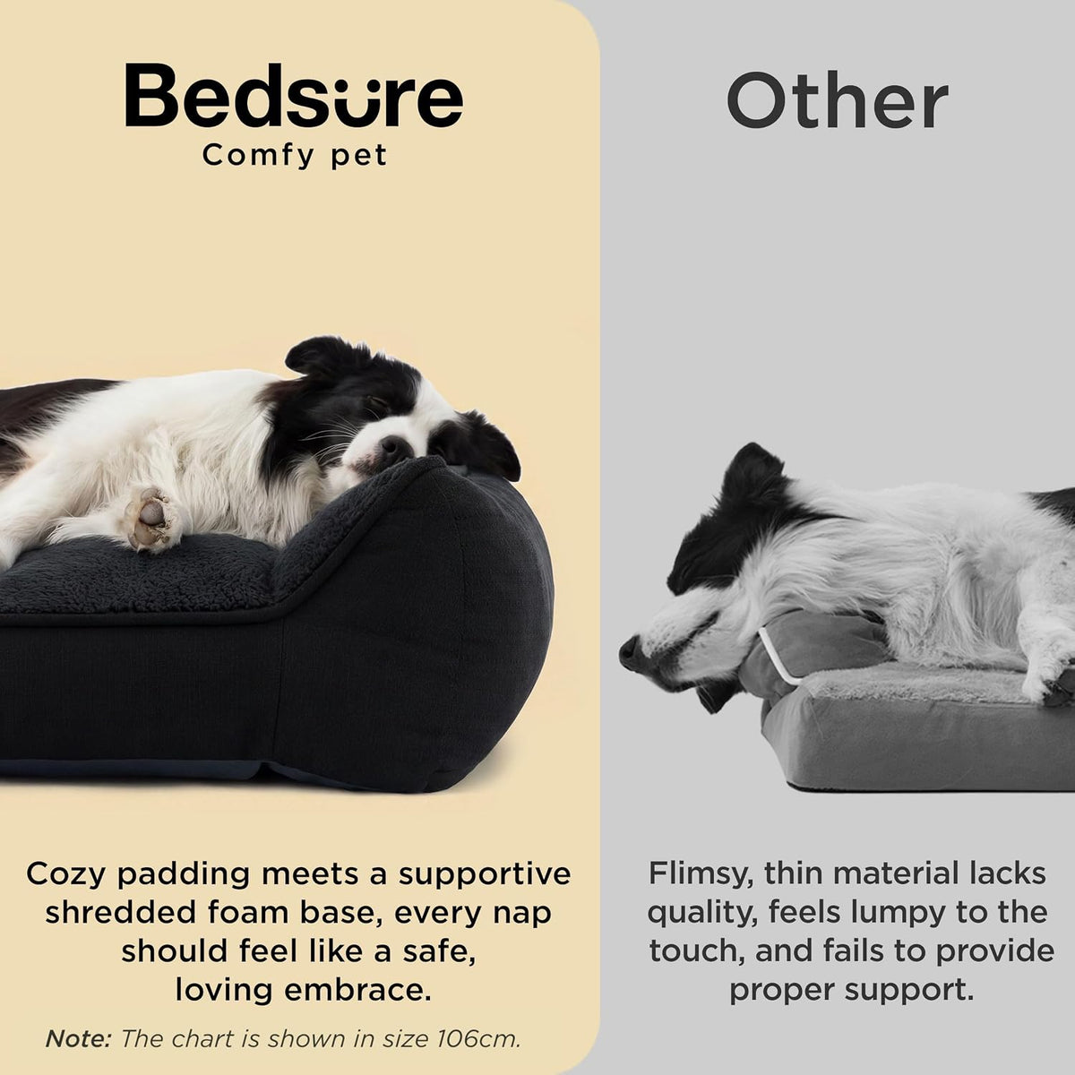 SupportMax™ Extra Thick Orthopedic XL Dog Beds Large Sized Dog | 42" Premium Supportive Couch for Senior Dogs, Water-resistant Removable Washable Cover, Big Comfy Pet Sofa with Sherpa, Grey
