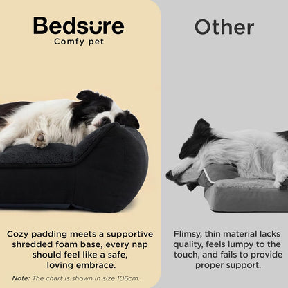SupportMax™ Extra Thick Orthopedic XL Dog Beds Large Sized Dog | 42" Premium Supportive Couch for Senior Dogs, Water-resistant Removable Washable Cover, Big Comfy Pet Sofa with Sherpa, Grey