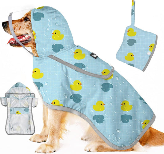 Dog Raincoat, Waterproof Dog Rain Jacket with Clear Hooded, DK XL
