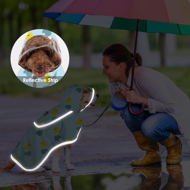 Dog Raincoat, Waterproof Dog Rain Jacket with Clear Hooded, DK XL