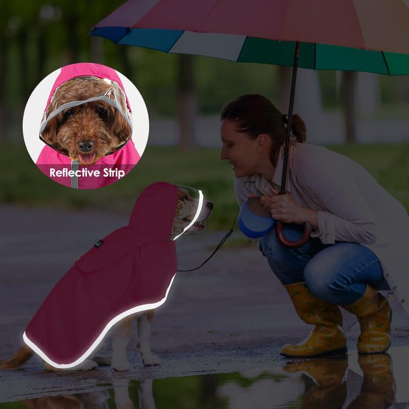 Dog Raincoat, Waterproof Dog Rain Jacket with Clear Hooded, DK XL