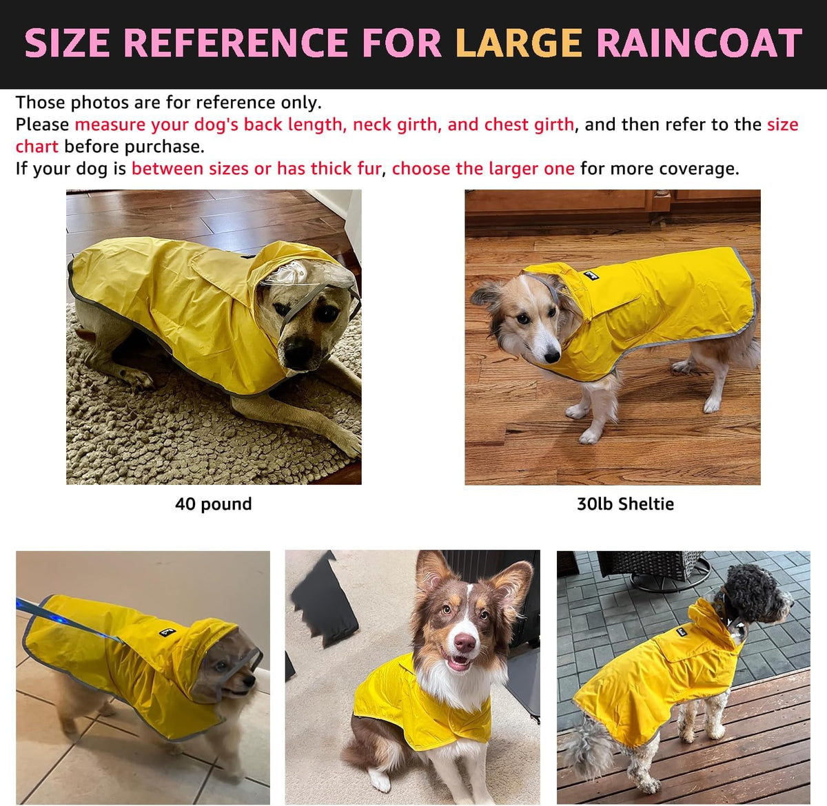 Dog Raincoat, Waterproof Dog Rain Jacket with Clear Hooded, DK XL