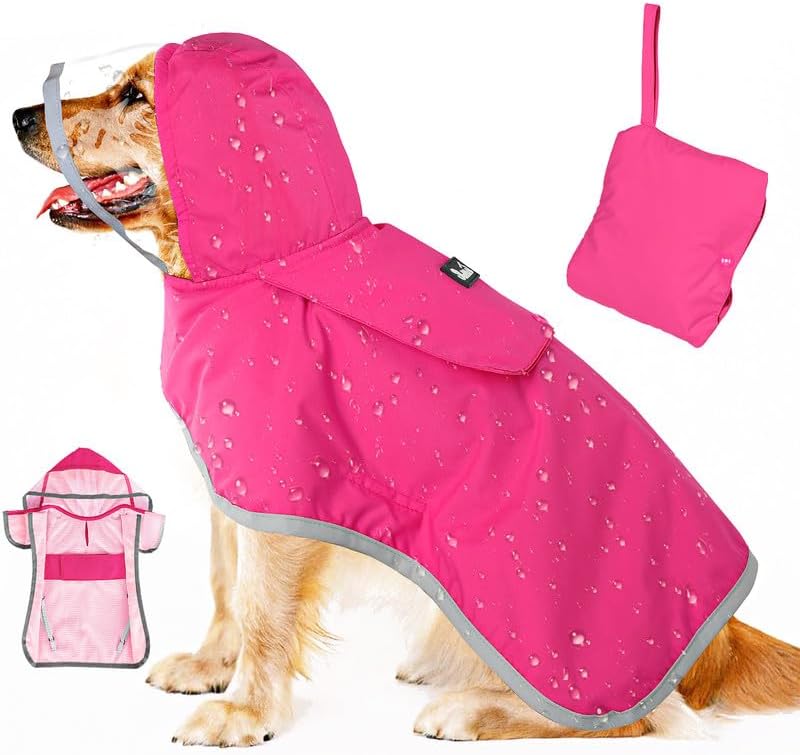 Dog Raincoat, Waterproof Dog Rain Jacket with Clear Hooded, DK XL