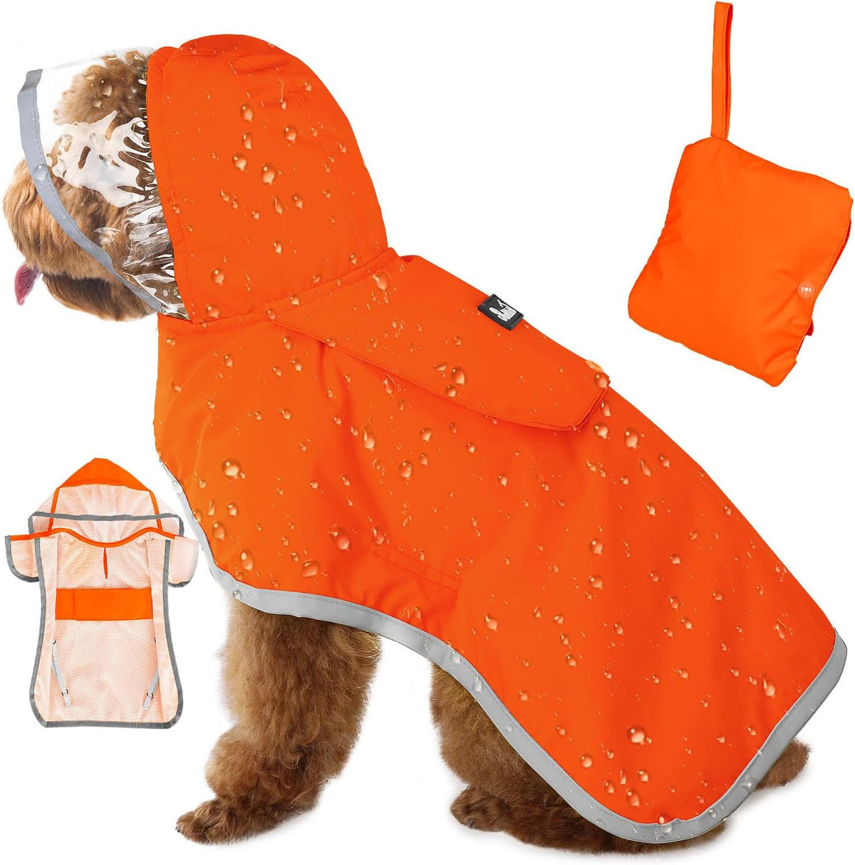 Dog Raincoat, Waterproof Dog Rain Jacket with Clear Hooded, DK XL