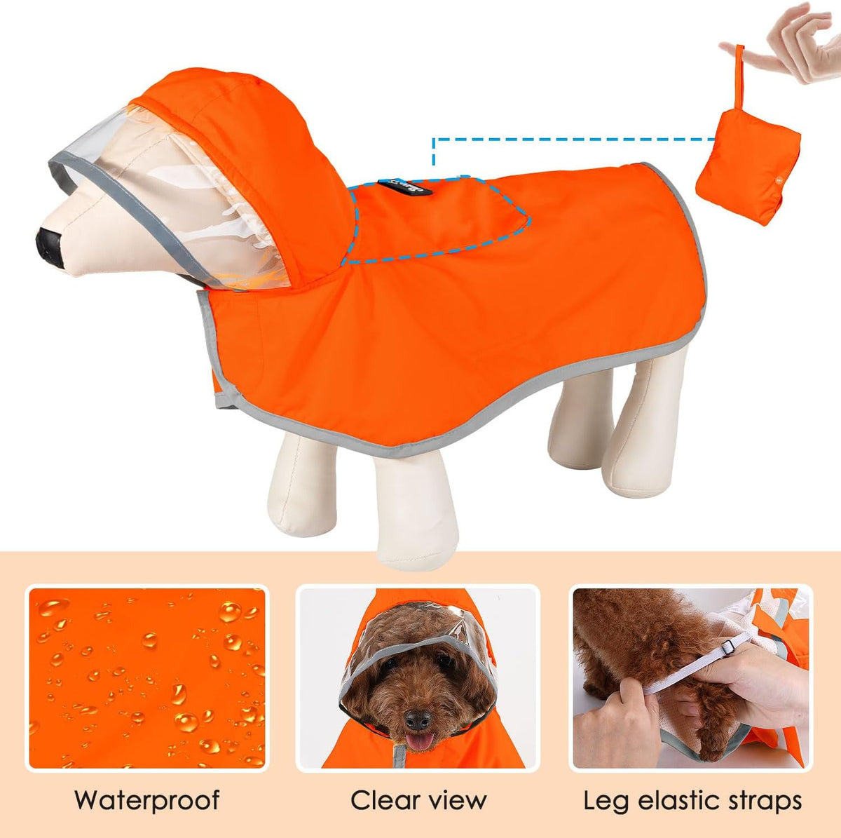 Dog Raincoat, Waterproof Dog Rain Jacket with Clear Hooded, DK XL