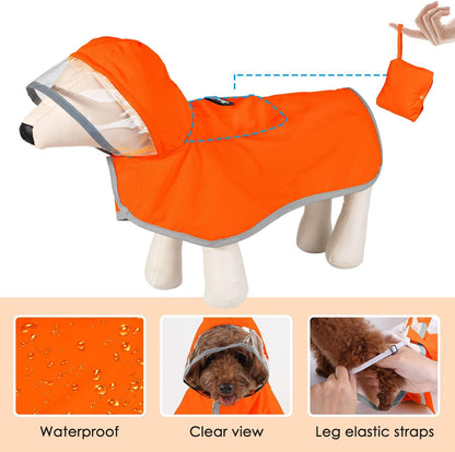 Dog Raincoat, Waterproof Dog Rain Jacket with Clear Hooded, DK XL