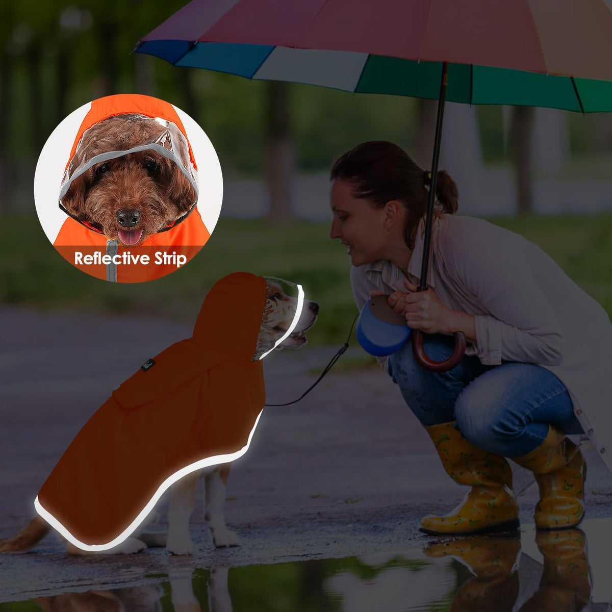 Dog Raincoat, Waterproof Dog Rain Jacket with Clear Hooded, DK XL