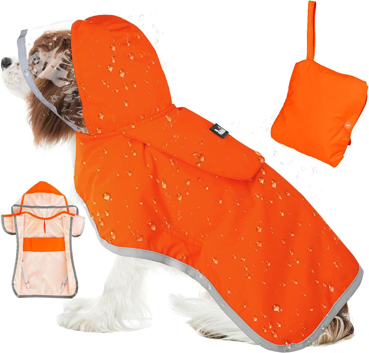 Dog Raincoat, Waterproof Dog Rain Jacket with Clear Hooded, DK XL