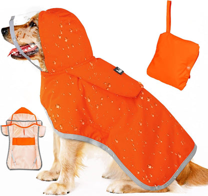 Dog Raincoat, Waterproof Dog Rain Jacket with Clear Hooded, DK XL