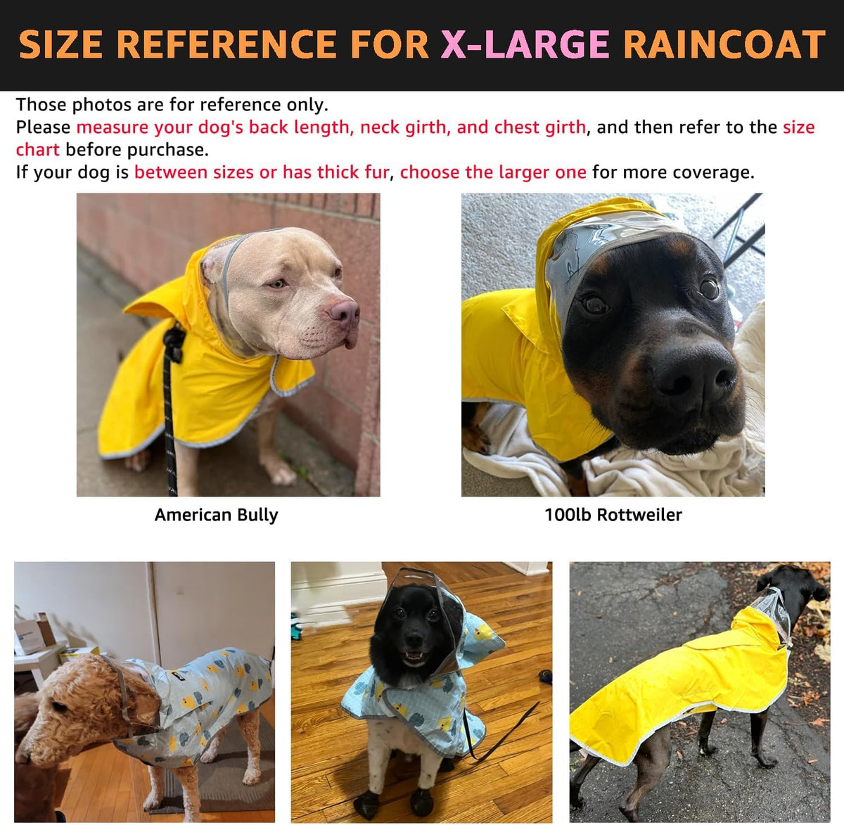 Dog Raincoat, Waterproof Dog Rain Jacket with Clear Hooded, DK XL