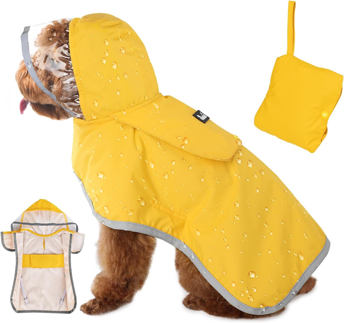 Dog Raincoat, Waterproof Dog Rain Jacket with Clear Hooded, DK XL