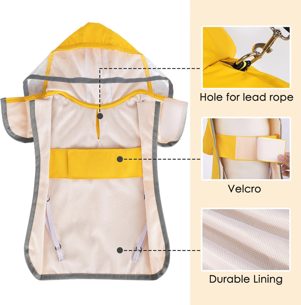 Dog Raincoat, Waterproof Dog Rain Jacket with Clear Hooded, DK XL