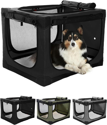 30 x 21 x 21 in 4-Door Collapsible Soft-Sided Mesh Dog Crate, Green