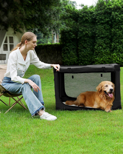 30 x 21 x 21 in 4-Door Collapsible Soft-Sided Mesh Dog Crate, Green