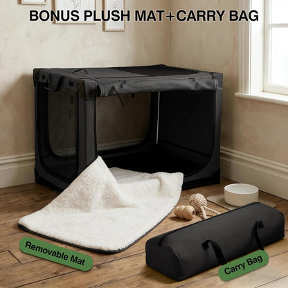 30 x 21 x 21 in 4-Door Collapsible Soft-Sided Mesh Dog Crate, Green