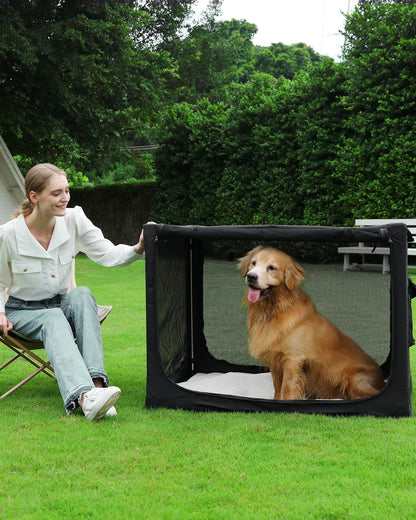 30 x 21 x 21 in 4-Door Collapsible Soft-Sided Mesh Dog Crate, Green