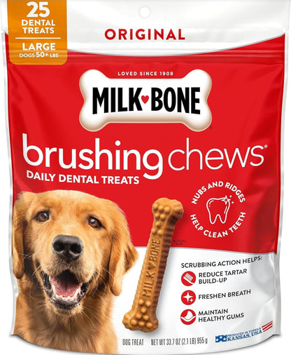 Milk-Bone Brushing Chews Large Daily Dental Dog Treats, 33.7 oz Bag