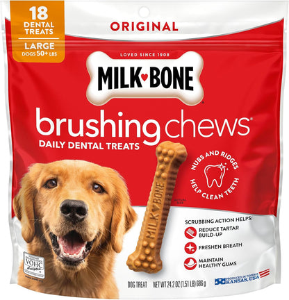 Milk-Bone Brushing Chews Large Daily Dental Dog Treats, 33.7 oz Bag