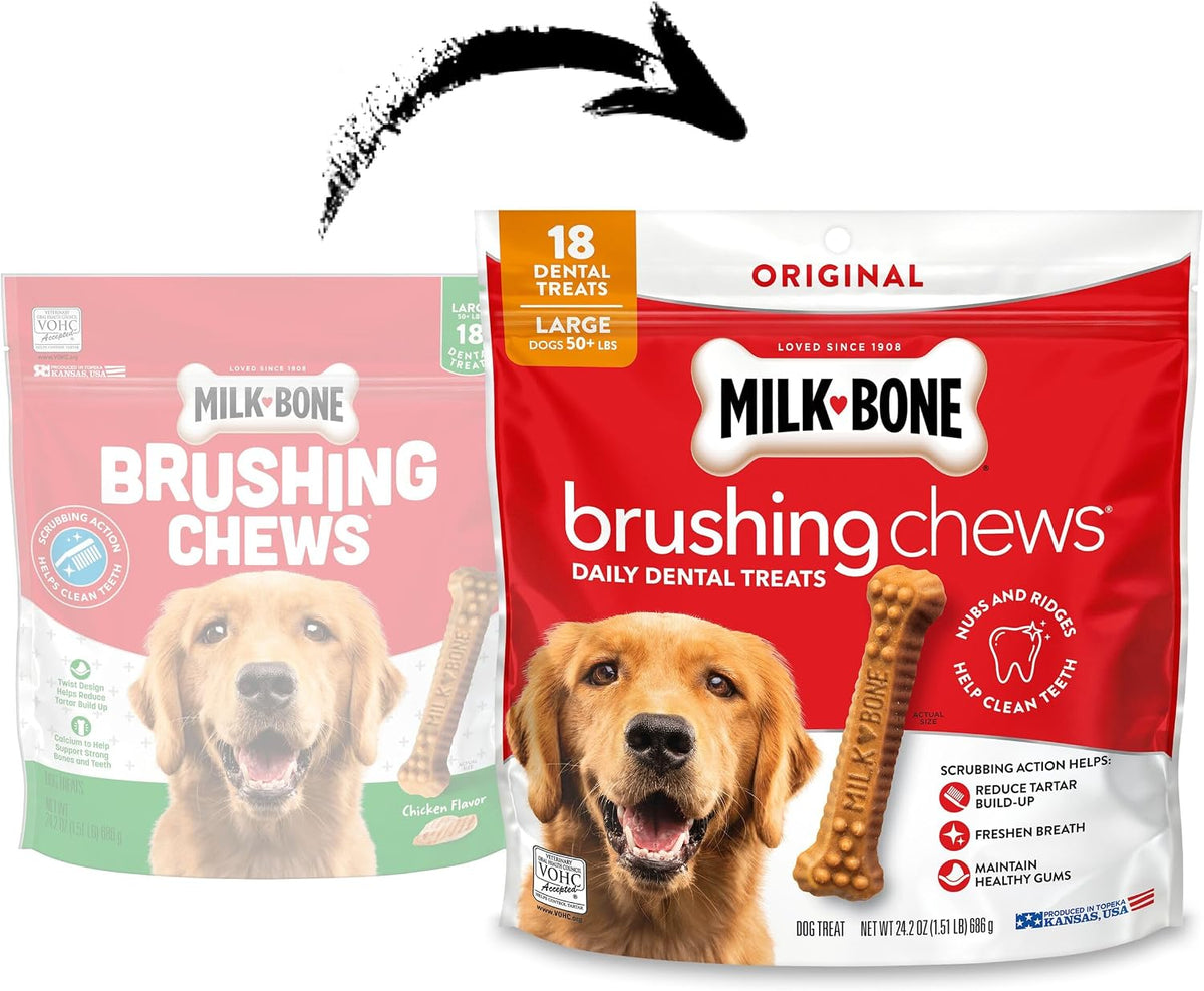 Milk-Bone Brushing Chews Large Daily Dental Dog Treats, 33.7 oz Bag