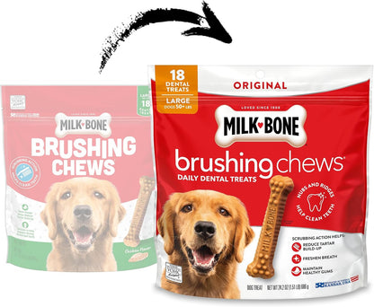 Milk-Bone Brushing Chews Large Daily Dental Dog Treats, 33.7 oz Bag