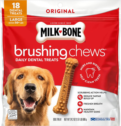 Milk-Bone Brushing Chews Large Daily Dental Dog Treats, 33.7 oz Bag